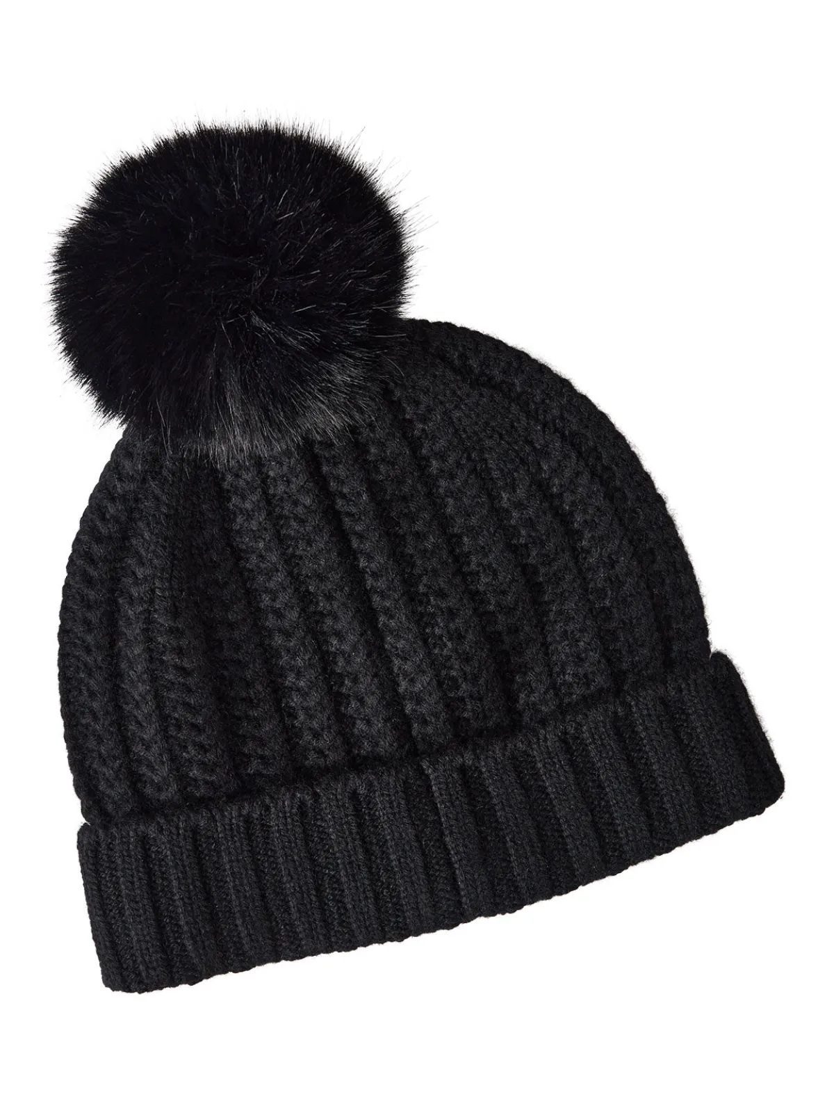 Faux Fur Pom Pom Cashmere Hat