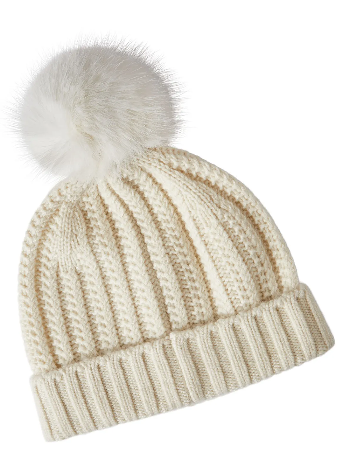 Faux Fur Pom Pom Cashmere Hat