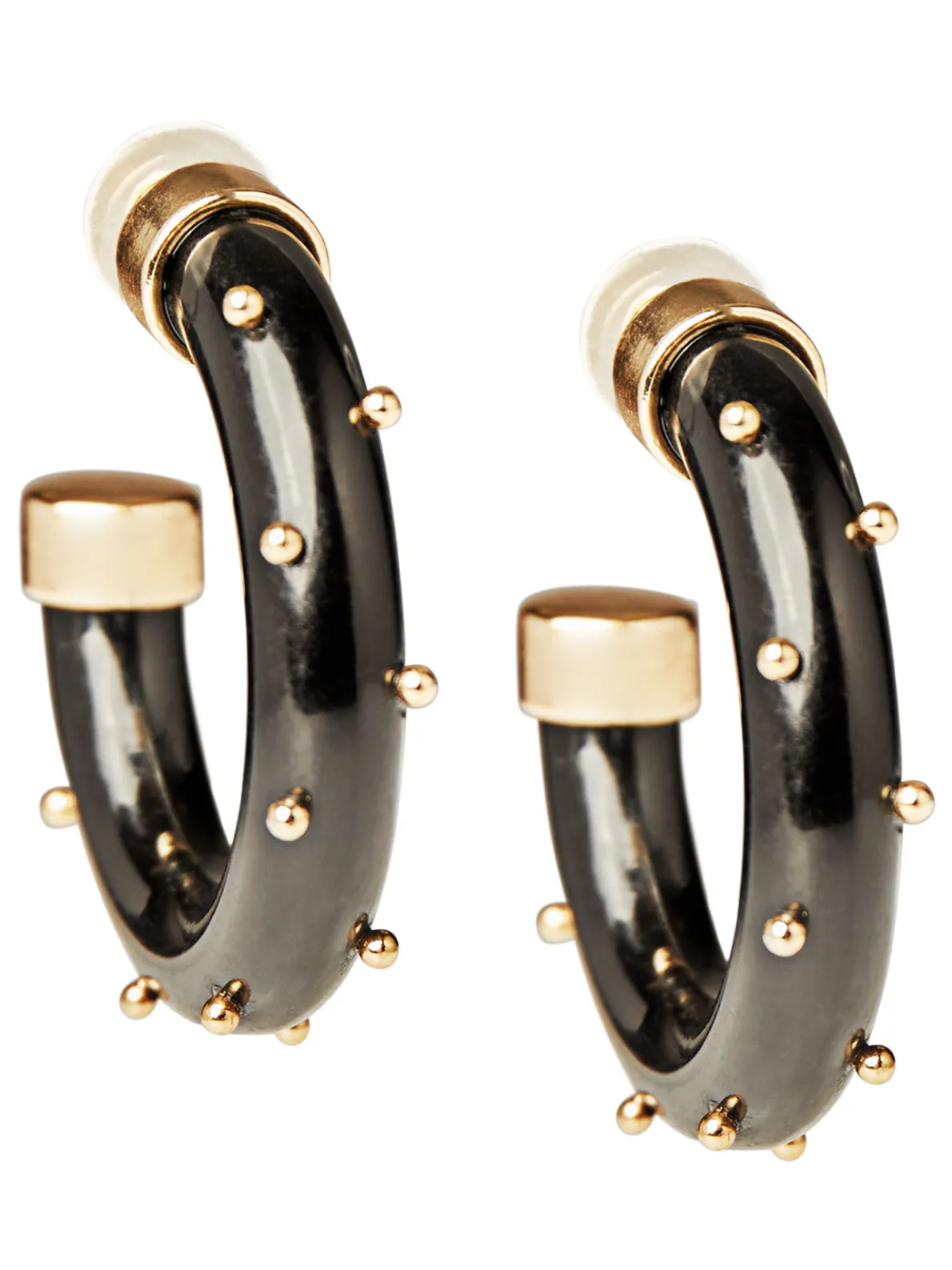 Gold & Black Resin Hoop Earrings