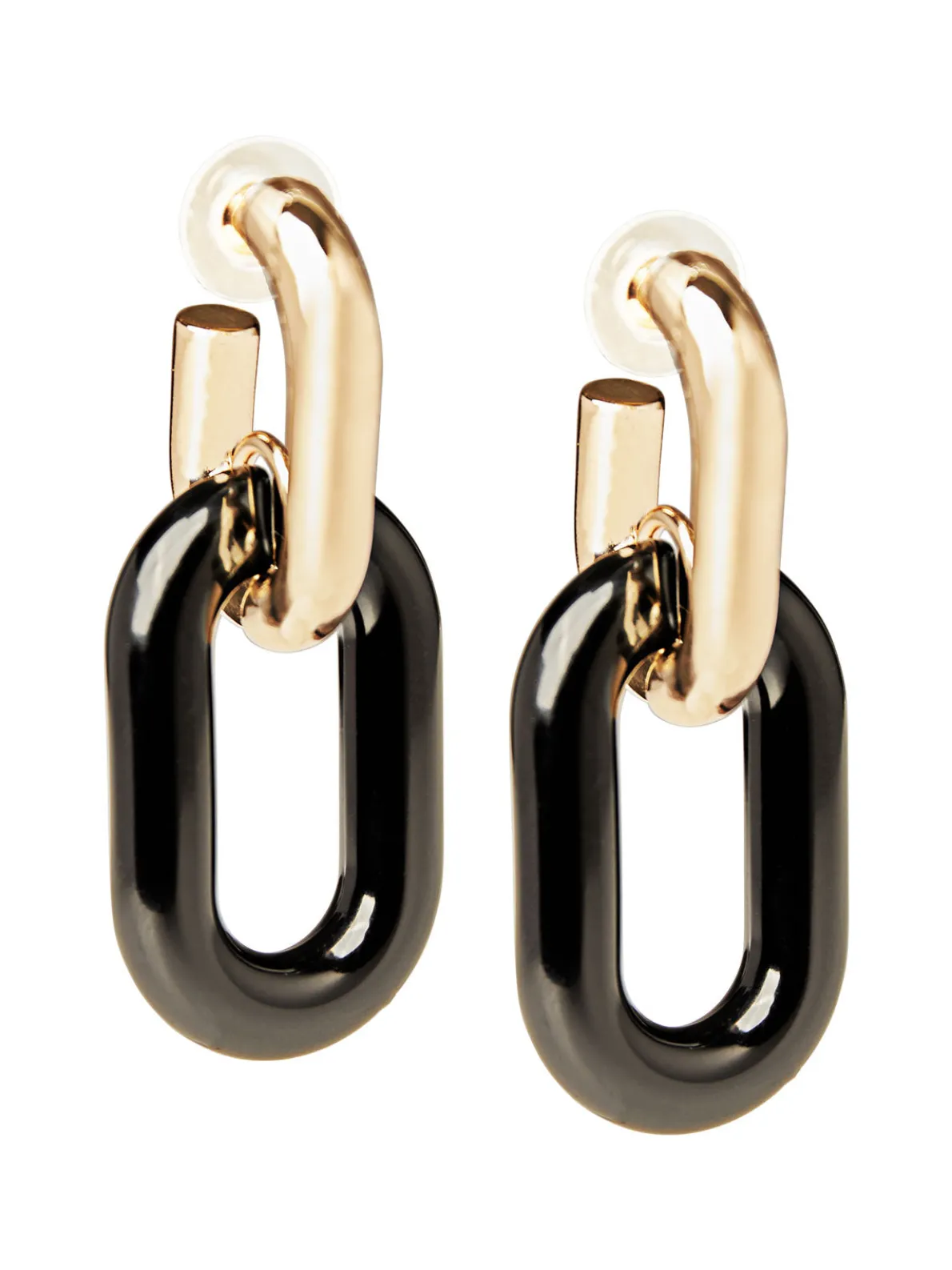 Gold & Black Resin Doorknocker Earrings