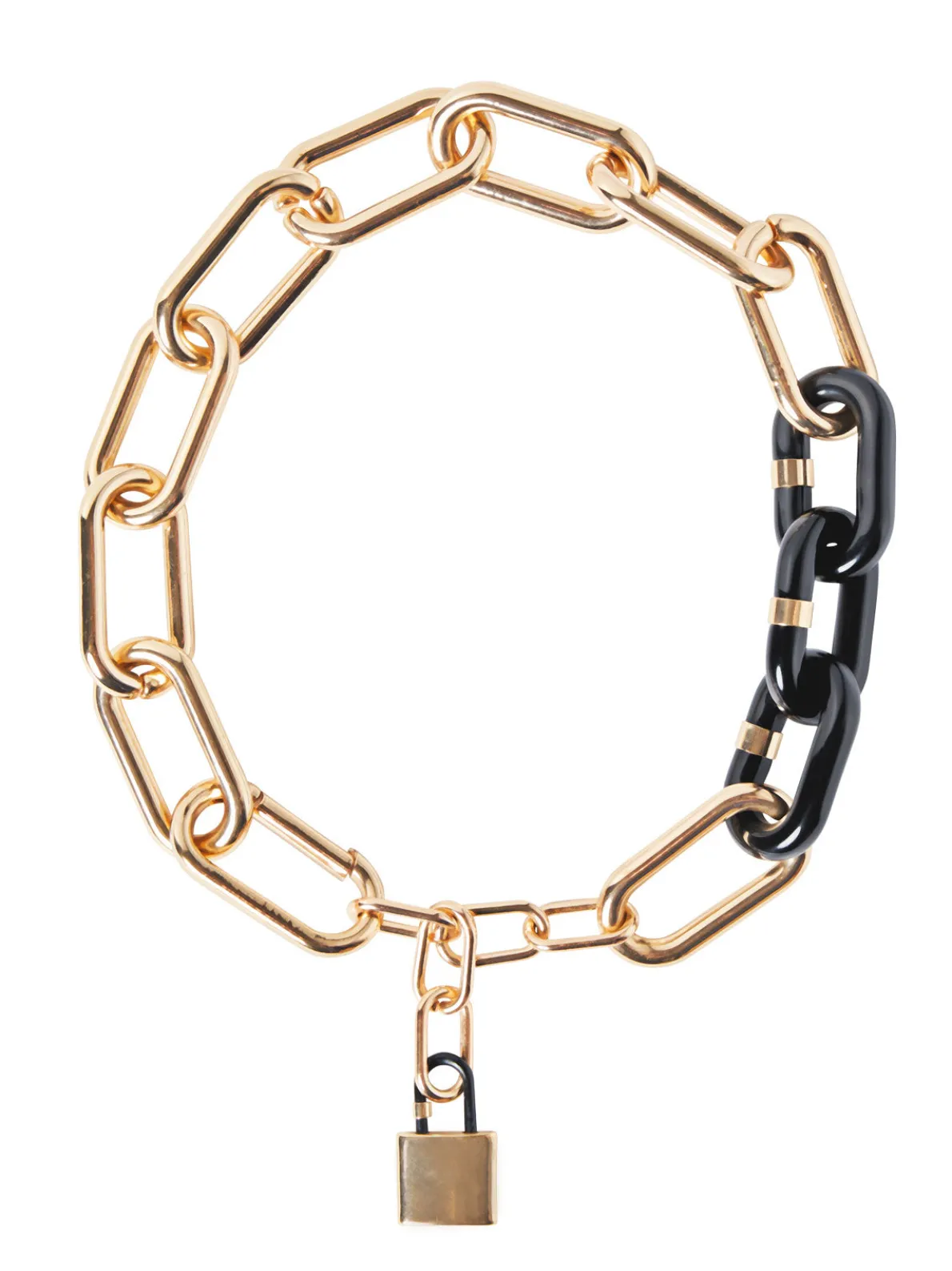 Gold & Black Resin Oval Link Necklace