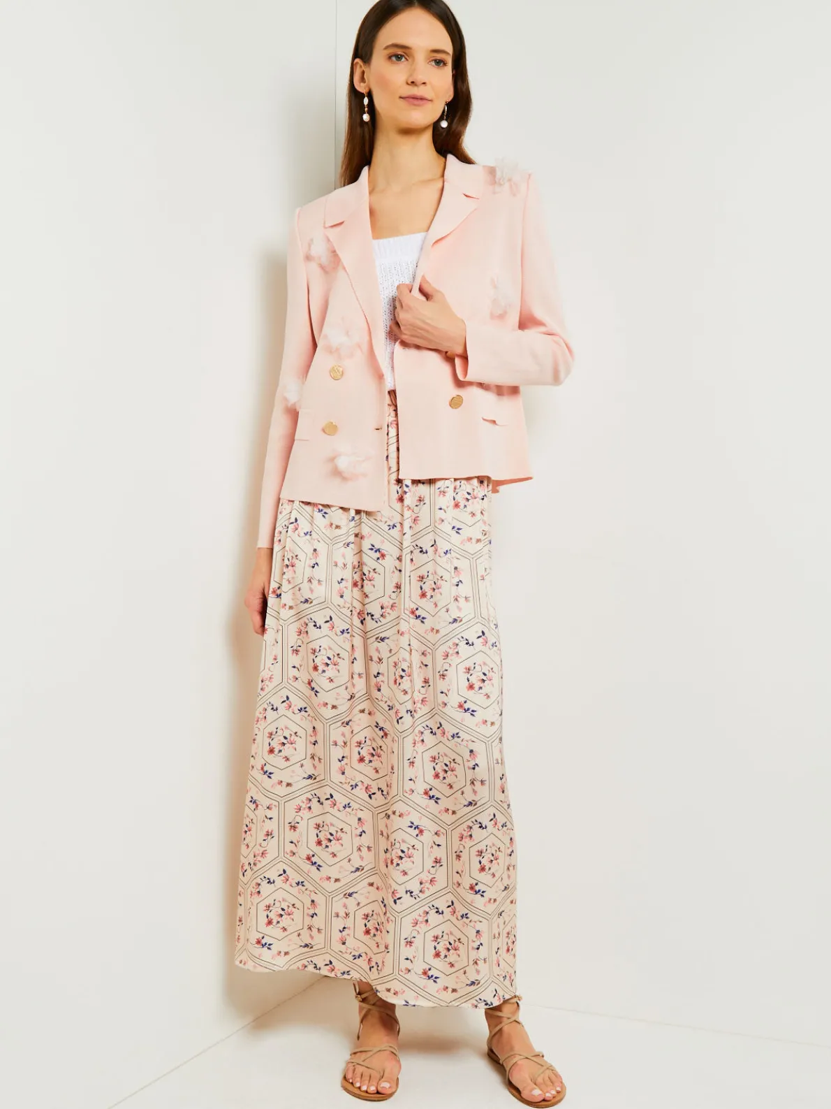 Heritage Fit Double Breasted Jacket - Floral Applique Knit