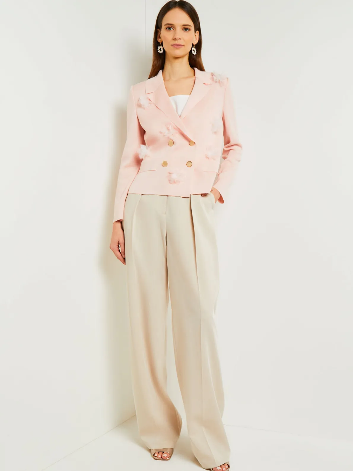 Heritage Fit Double Breasted Jacket - Floral Applique Knit