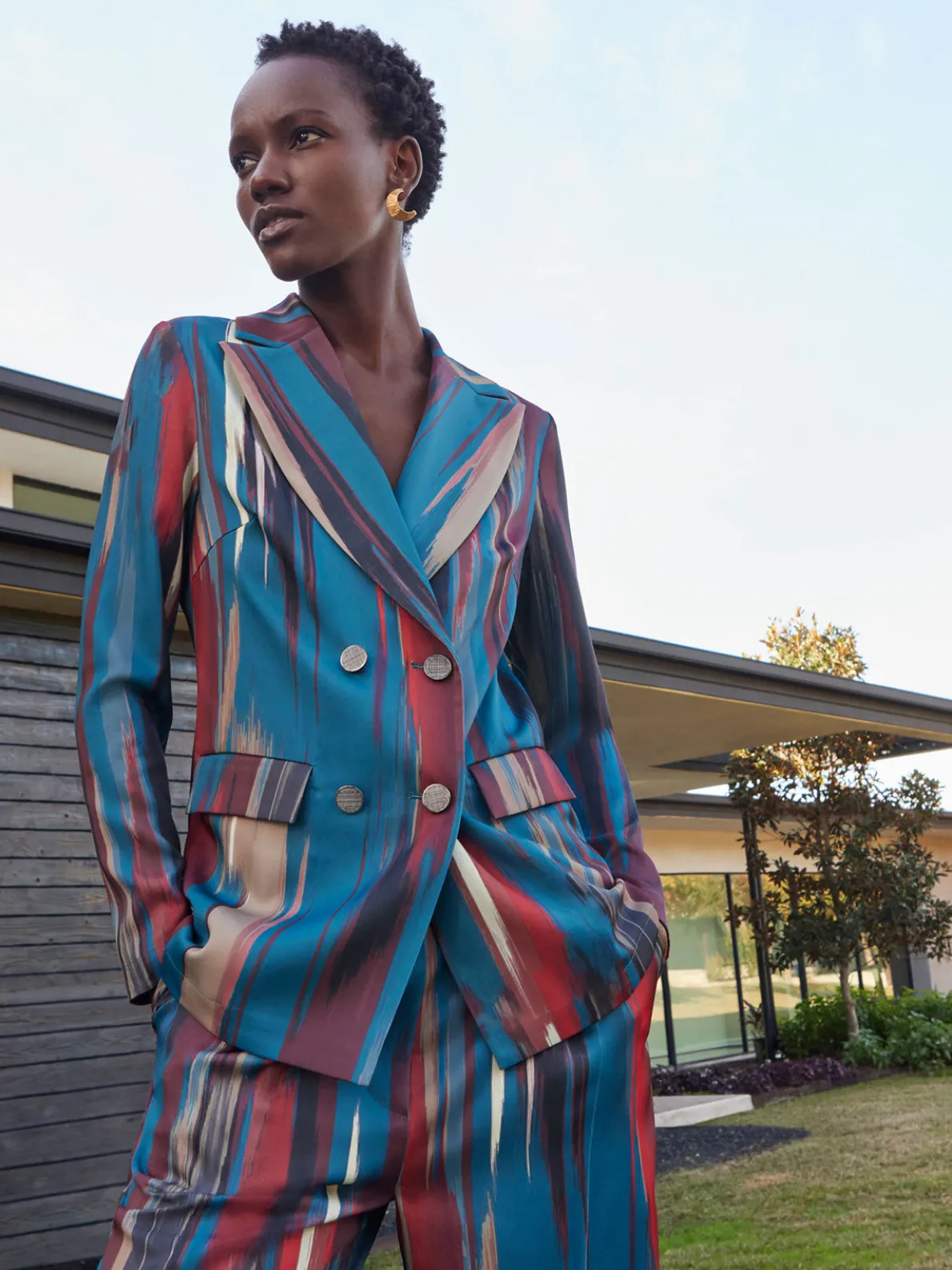 Heritage Fit Double-Breasted Brushstroke Woven Blazer