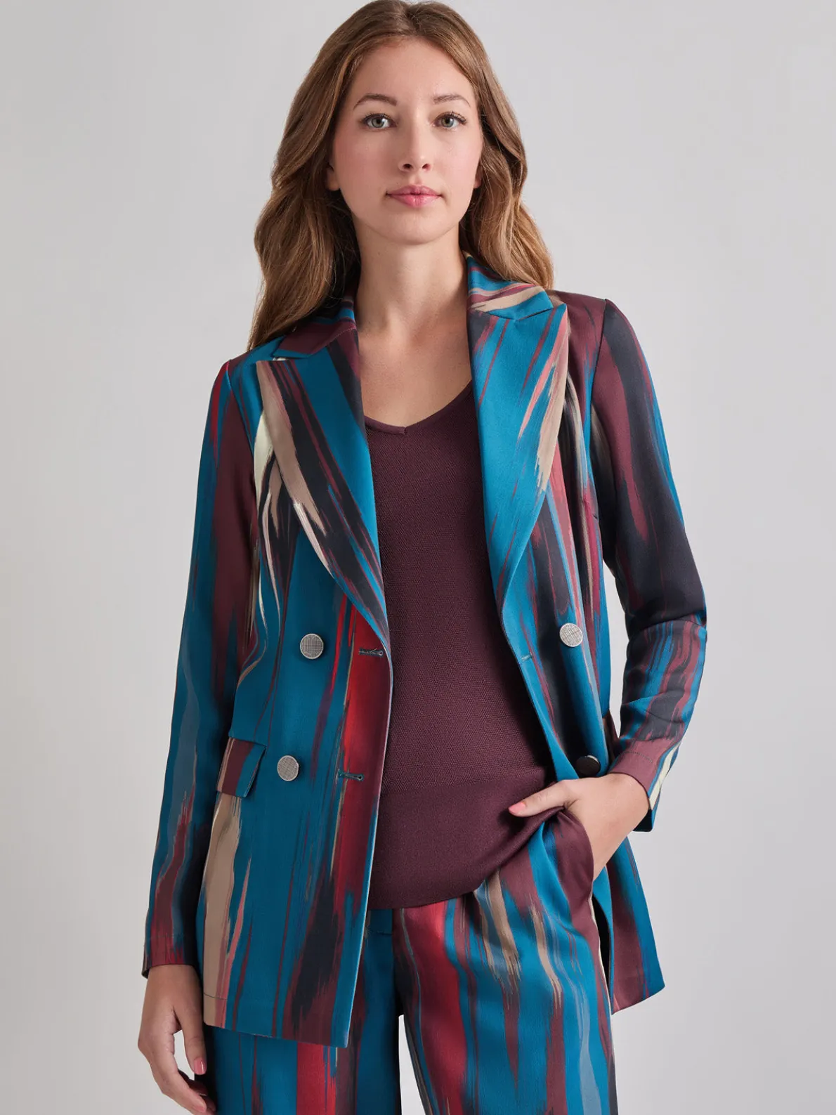 Heritage Fit Double-Breasted Brushstroke Woven Blazer