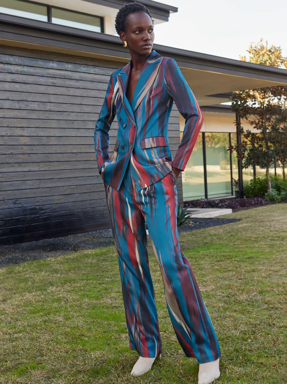 Heritage Fit Double-Breasted Brushstroke Woven Blazer