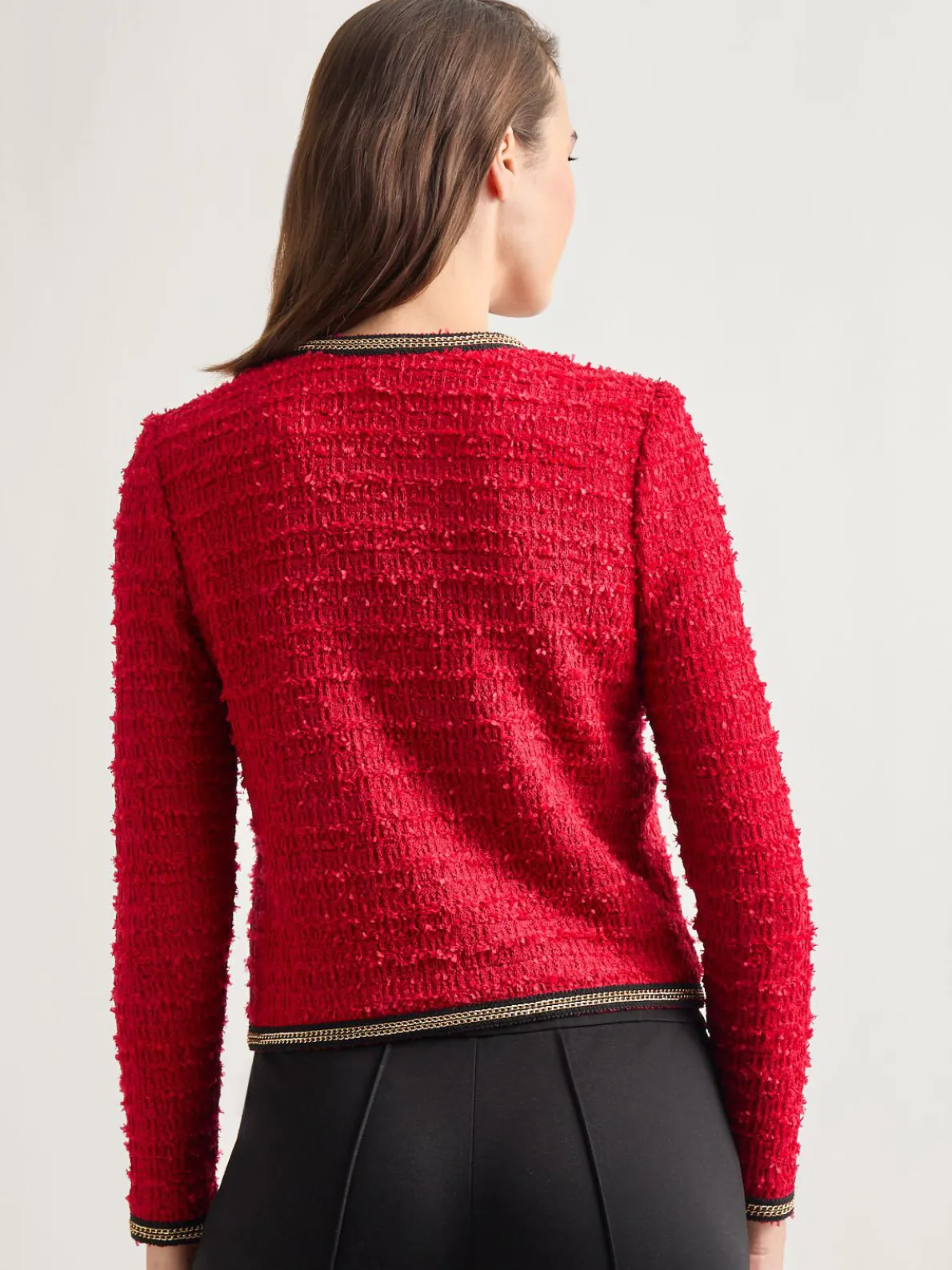 Heritage Fit Double Chain Trim Eyelash Knit Jacket