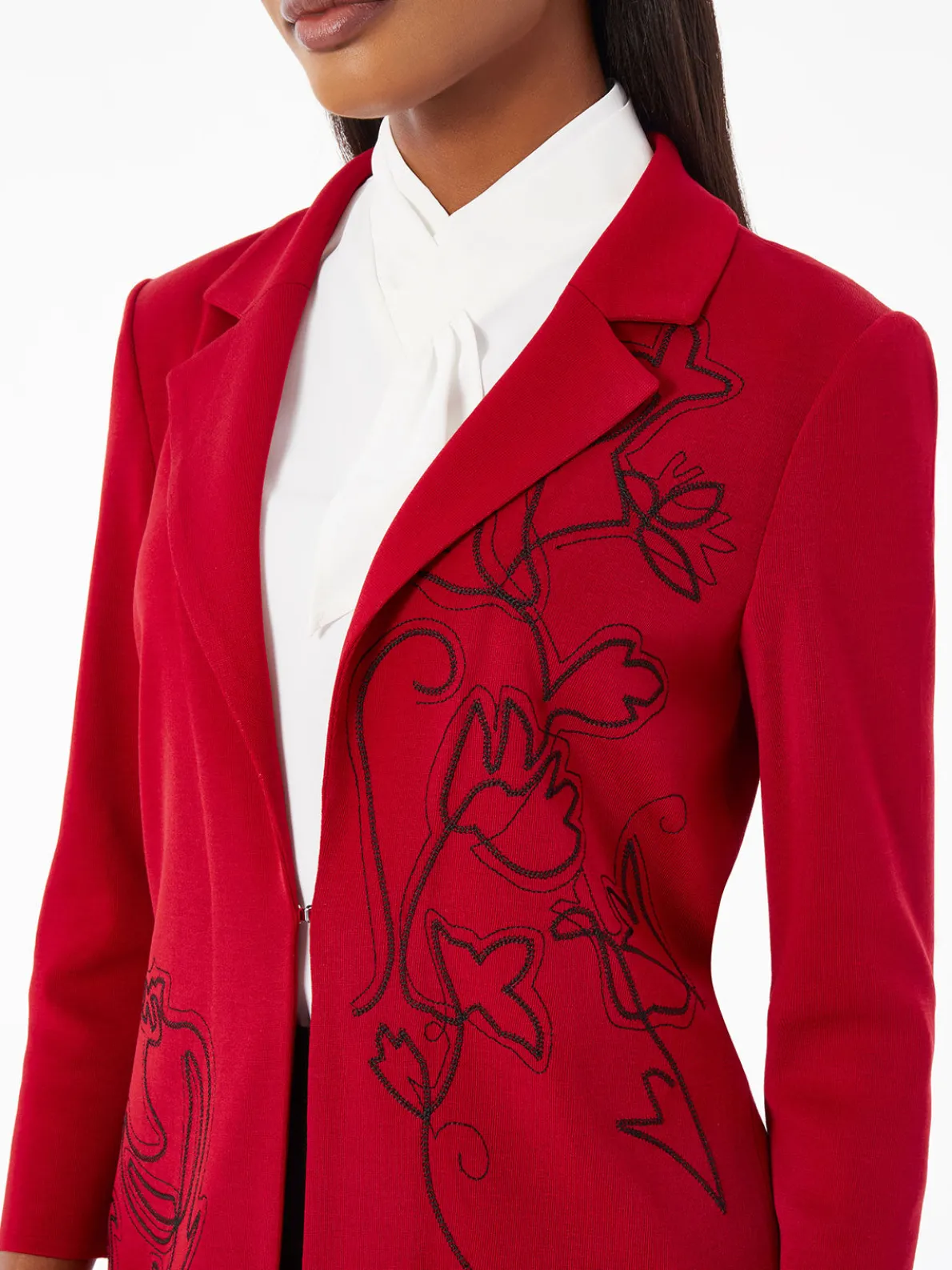 Heritage Fit Floral Embroidery Long Knit Jacket