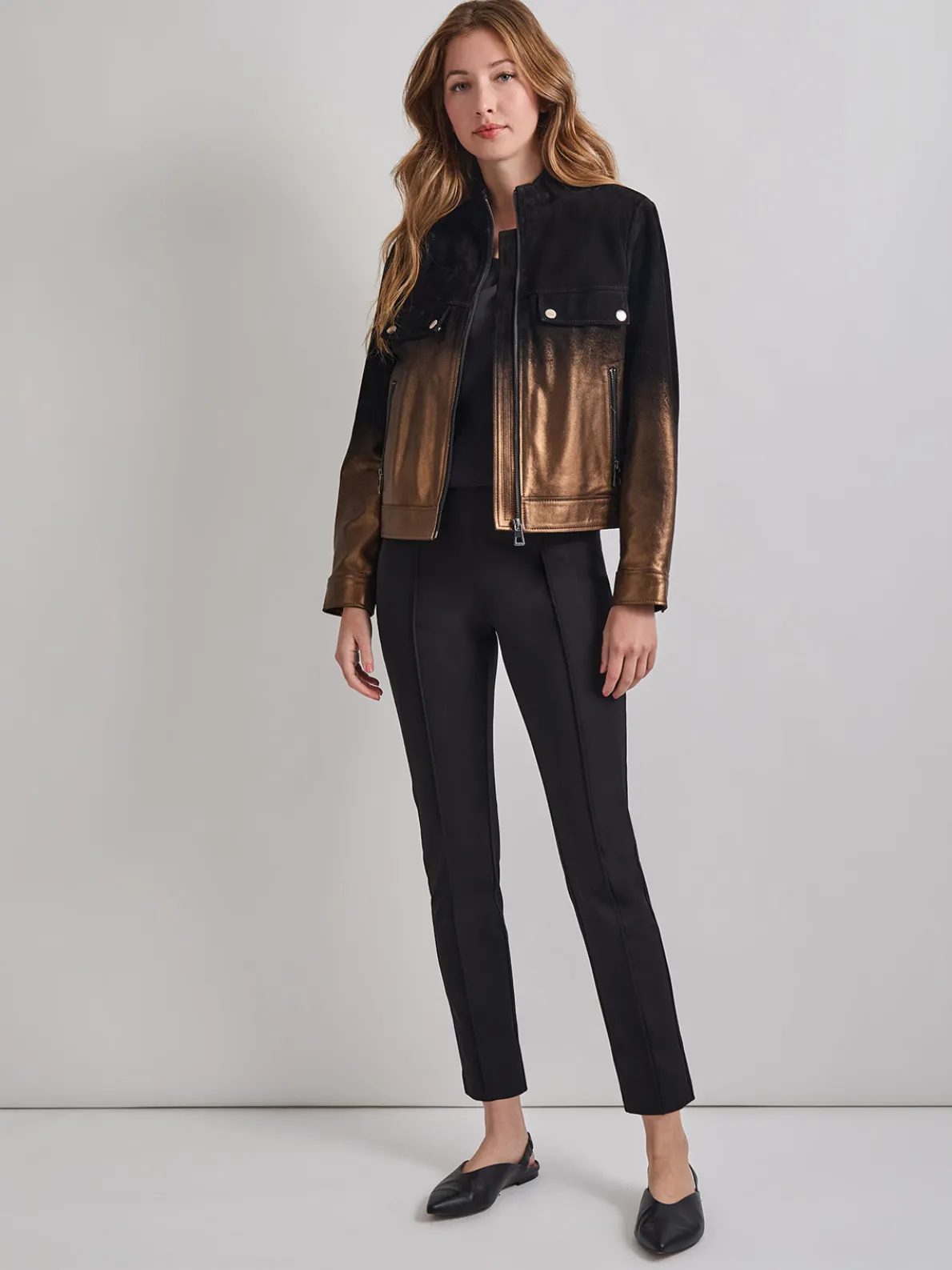 Heritage Fit Gold Ombre Suede Leather Trucker Jacket