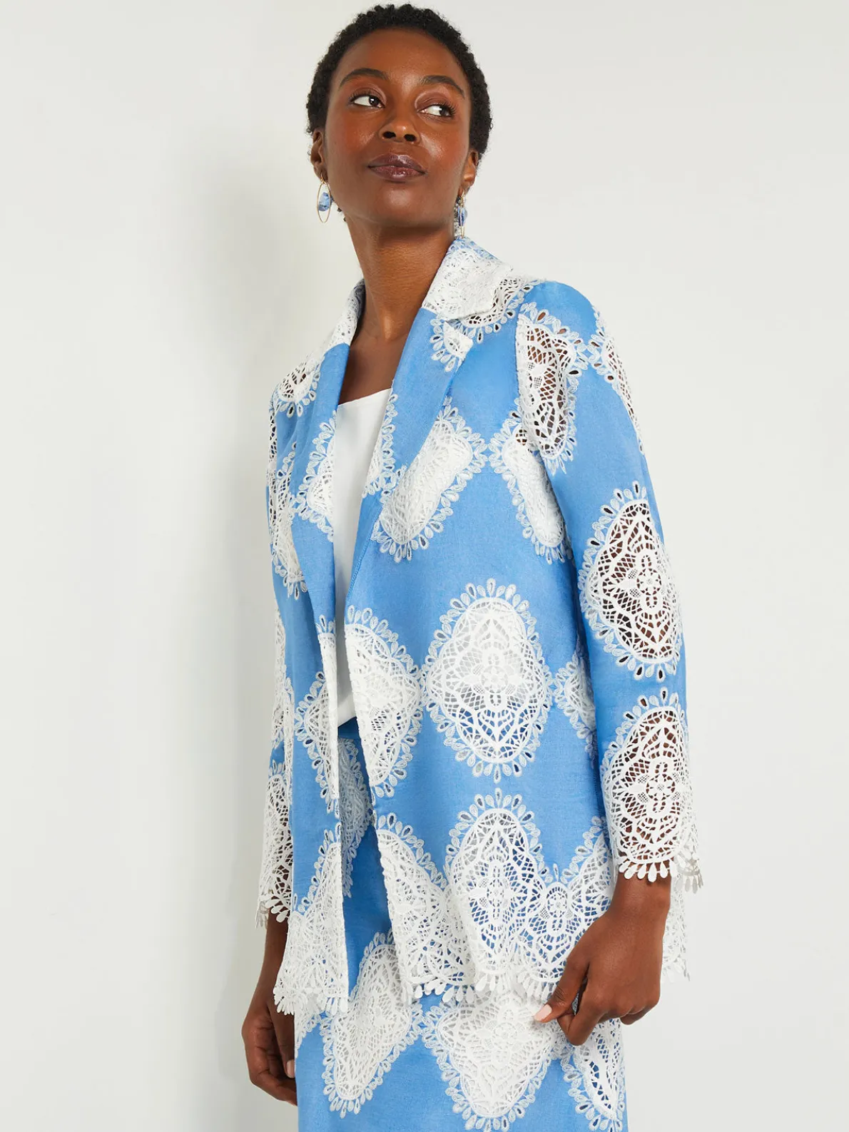 Heritage Fit Jacket - Lace Inset Novelty Woven