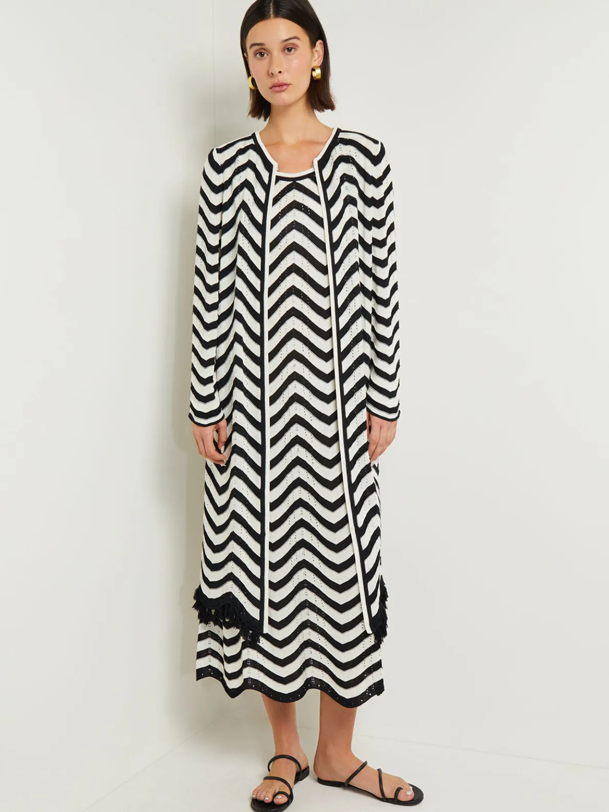 Heritage Fit Jacket - Chevron Fringe Trim Intarsia Knit