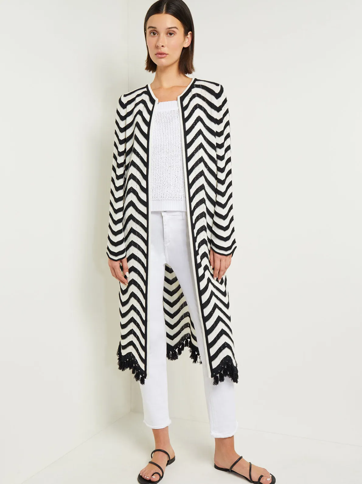 Heritage Fit Jacket - Chevron Fringe Trim Intarsia Knit