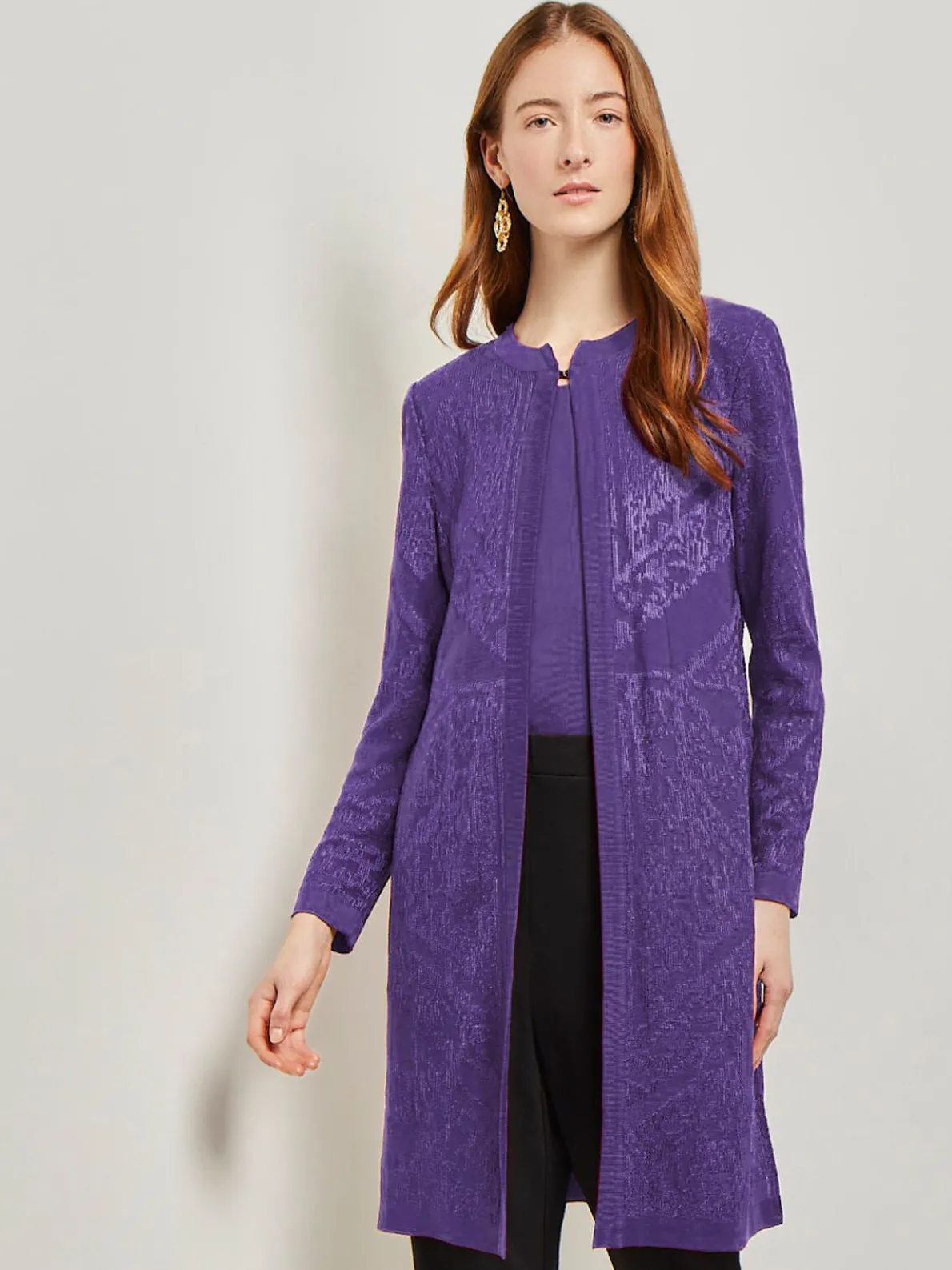 Heritage Fit Jewel Neck Jacquard Knit Jacket