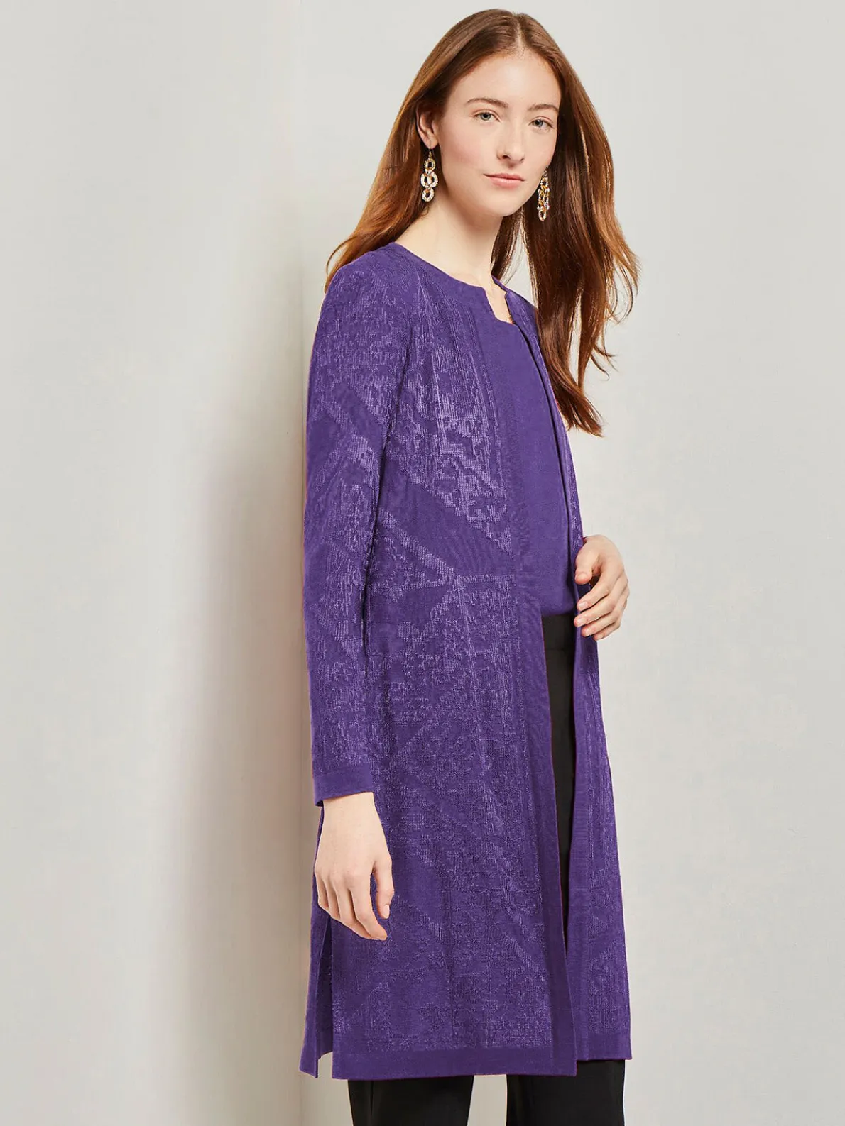 Heritage Fit Jewel Neck Jacquard Knit Jacket