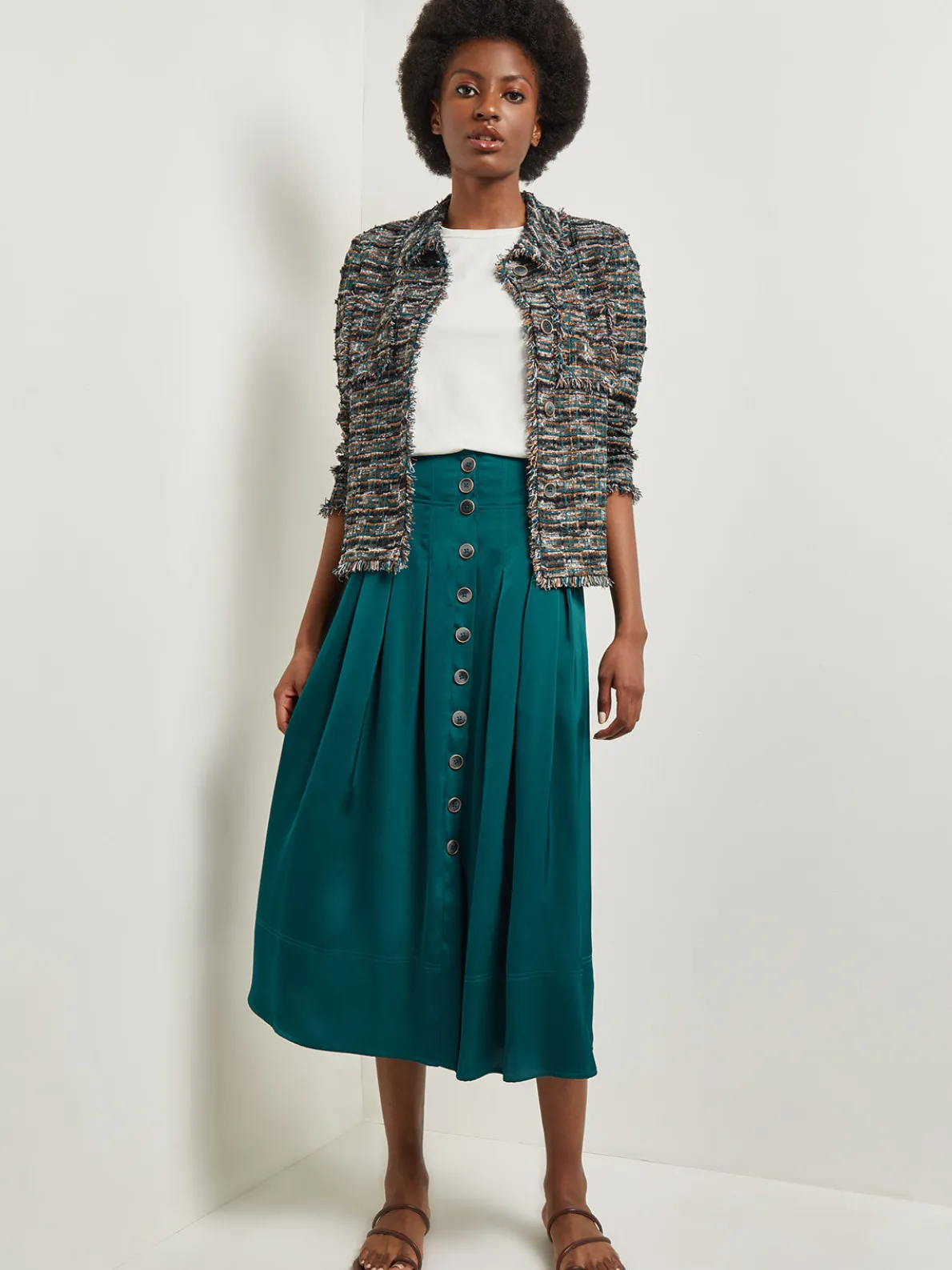 Heritage Fit Lapel Jacket - Fringe Trim Tweed Knit