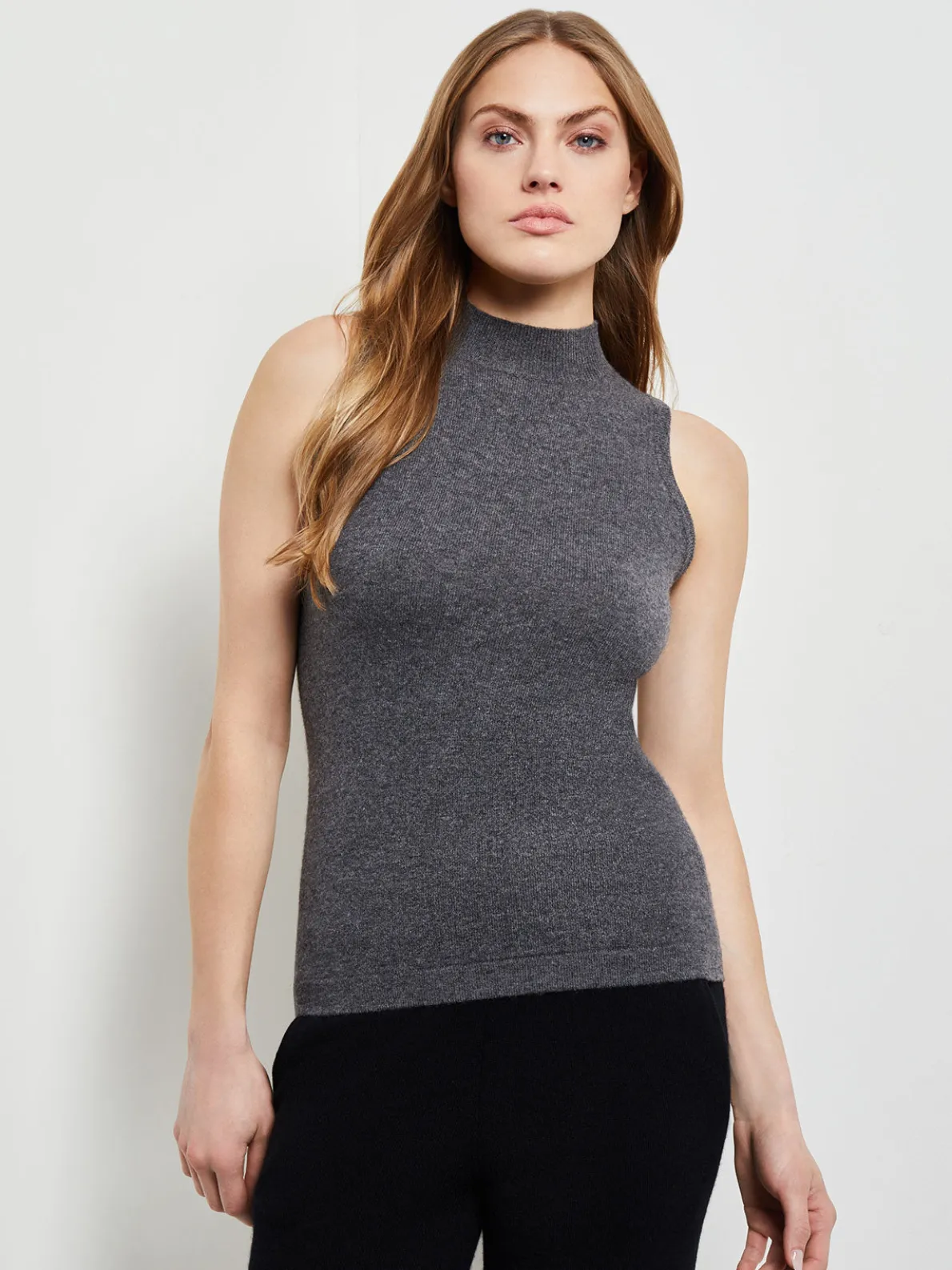 Mock Neck Cashmere Tank Top