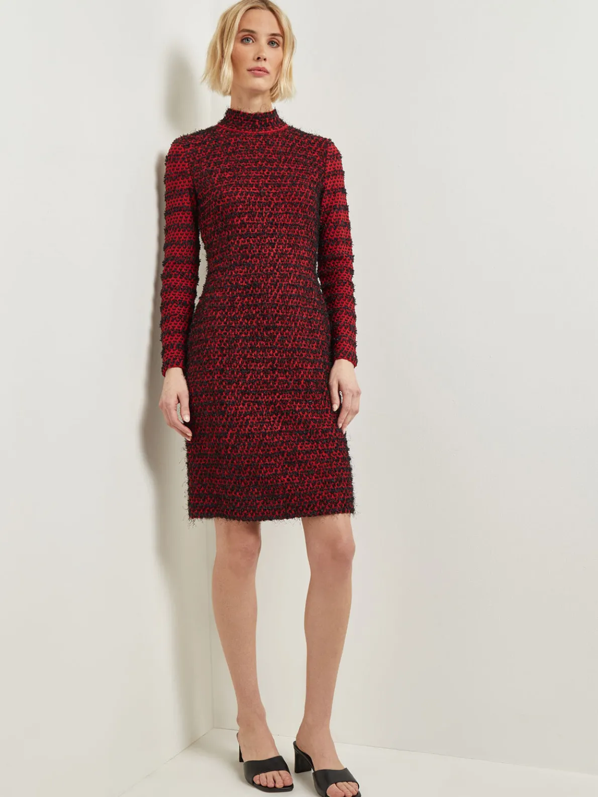 Modern Fit Two-Tone Eyelash Knit Sheath Dress