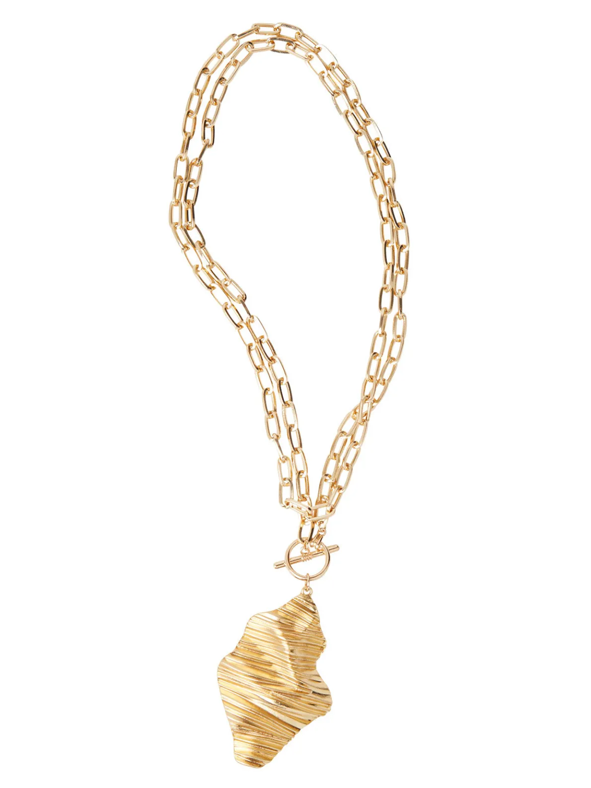 Ripple Textured Warm Gold Necklace